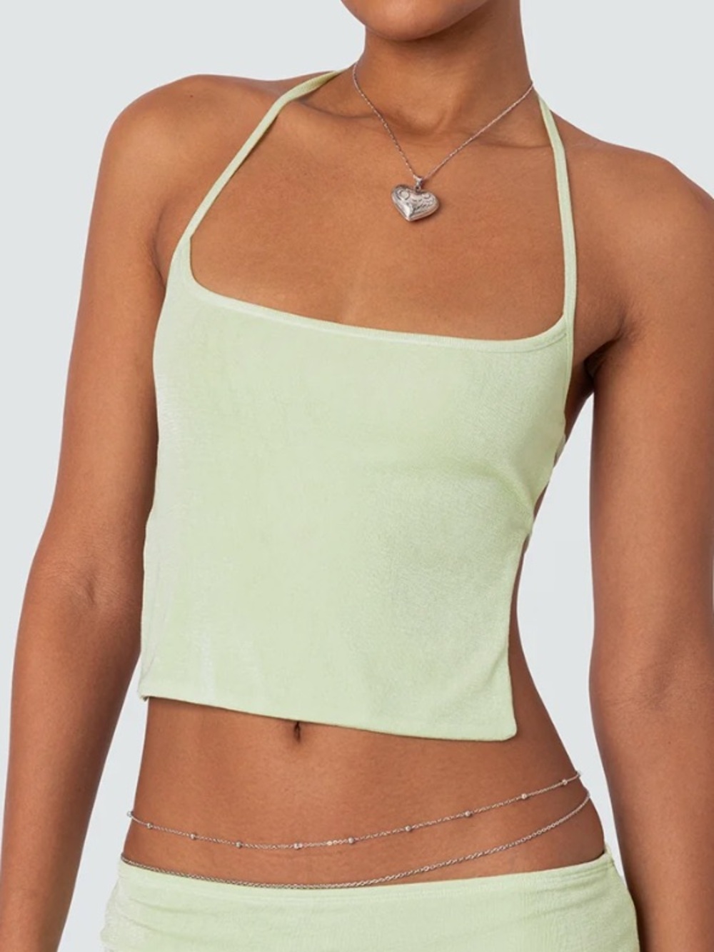 Edikted keke tie back top spaghetti straps green Small Coachella
